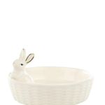 Tigela Decorativa Cerâmica com Coelho Branco Cromus