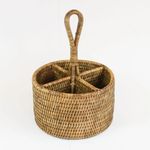 Porta Talher Redondo Rattan Natural 20x12 cm Natural Home