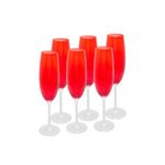Jogo 6 Taças Champanhe Cristal Banquet Vermelho 220 ml Wolff