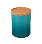 Pote com Tampa de Madeira 1,9 L Azul Caribe Le Creuset