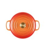 Panela Redonda 26 cm Signature Pegador Dourado Flamme Dorée Le Creuset