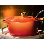 Panela Redonda 26 cm Signature Pegador Dourado Flamme Dorée Le Creuset