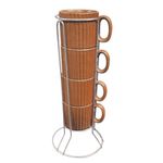 Jogo 4 Xícaras Café Cerâmica 80 ml Terracota Striatto