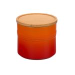 Pote com Tampa de Madeira 1,1 L Laranja Le Creuset