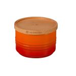 Pote com Tampa de Madeira 220 ml Laranja Le Creuset