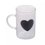 Caneca Vidro Black Heart 280 ml Lyor