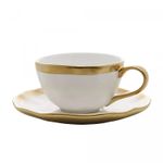Xícara Café 90 ml Porcelana Branco e Dourado Dubai Wolff