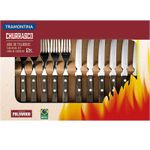 Jogo 12 Peças Churrasco Inox Polywood Castanho Tramontina