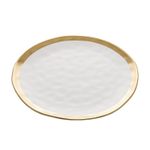 Prato Sobremesa Porcelana Branco e Dourado Dubai 21 cm Wolff