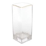 Vaso Vidro Martelado Borda Dourada Taj 20x8 cm Wolff