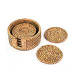 Jogo 6 Porta Copos Redondo Rattan Paya Natural Home
