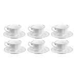 Jogo 6 Xícaras Café Porcelana Maldivas Fio Prateado Wolff