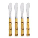 Conjunto 4 Espátulas para Patê Inox Bamboo Kenya