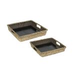 Conjunto 2 Bandejas Quadrado Rattan Natural Home