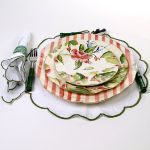 Jogo 6 Pratos Rasos Amassado com Desenho Floral Aquarela Zanatta