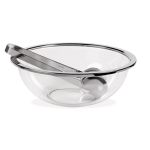 Saladeira com Pegador Milan Vidro e Inox Riva