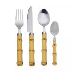 Faqueiro 24 Peças Aço Inox Cabo de Plástico de Bambu Bon Gourmet