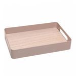 Bandeja com Fundo Madeira  Virelli  30x20cm Bege Meta  Lyor