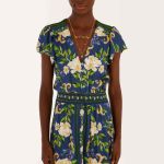 Vestido Longo Estampado Flor Celeste FARM