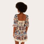 Vestido Curto Manga Estampado Encanto Boho FARM