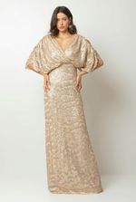 VESTIDO FESTA BORDADO DOURADO