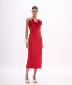 VESTIDO FESTA MIDI BUSTO TIRAS SHANTUNG SILK 