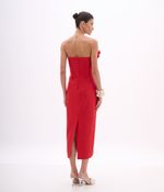 VESTIDO FESTA MIDI BUSTO TIRAS SHANTUNG SILK 