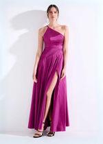 VESTIDO LONGO FENDA PLISSADO 