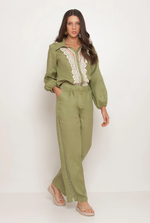 CALÇA PANTALONA EM LINHO 