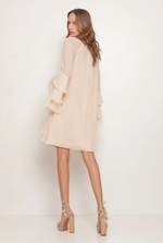 VESTIDO MIDI MANGA COM BABADOS 