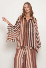 BLUSA LISTRADA COM BABADOS 