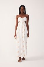 VESTIDO LINHO/LUREX BORDADO 