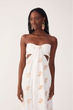 VESTIDO LINHO/LUREX BORDADO 