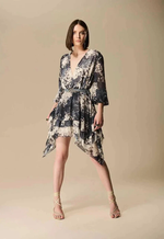 VESTIDO ESTAMPADO COM BARRA RENDADA