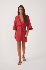 VESTIDO CURTO LINHO MANGÃO
