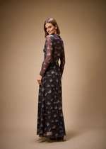 VESTIDO TULE LONGO ESTAMPA LEQUE 