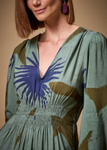 VESTIDO LONGUETE DETALHADO ESTAMPA HANA
