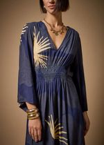 VESTIDO LONGUETE DETALHADO ESTAMPA HANA
