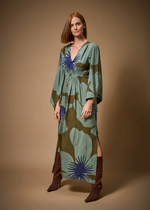 VESTIDO LONGUETE DETALHADO ESTAMPA HANA
