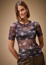 BLUSA TULE M/C ESTAMPA LEQUE 