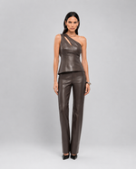 CALÇA FLARE MIX MALHA JOANA - CHOCOLATE NEGRO