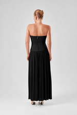 VESTIDO LONGO MIX MESH - PRETO