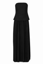 VESTIDO LONGO MIX MESH - PRETO