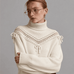 BLUSA PULLOVER C/ DETALHE CROCHET - OFF WHITE 