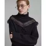 BLUSA PULLOVER C/ DETALHE CROCHET - PRETO