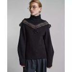 BLUSA PULLOVER C/ DETALHE CROCHET - PRETO