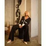 CASACO COAT BICOLOR NATANA - PRETO E OFF WHITE
