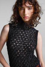 VESTIDO MIDI PONTO ROSETA - BLACK