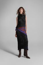 VESTIDO MIDI PONTO ROSETA - BLACK