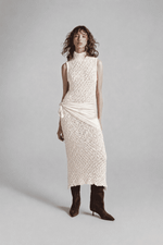VESTIDO MIDI PONTO ROSETA - OFF WHITE 